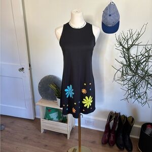 Black Floral Mini Dress with Colorful Flower Prints